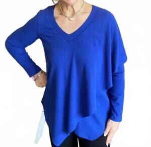 NEW PURE ESSENCE v-neck tunic in cobalt